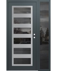 Diamond C9 50" x 80" anthracite/anthracite mirrored Glass Panel stainless steel LHI with Sidelite mirrored Glass