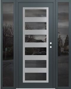 Diamond C9 68" x 80" anthracite/anthracite mirrored Glass Panel stainless steel LHI with 2 Sidelites mirrored Glass