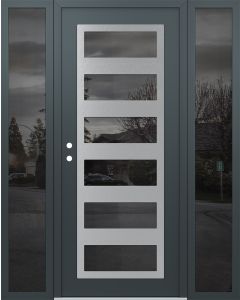 Diamond C9 68" x 80" anthracite/anthracite mirrored Glass Panel stainless steel RHI with 2 Sidelites mirrored Glass
