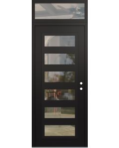 Diamond C9 36" x 96" black/black clear Glass Panel black LHI with Transom clear Glass