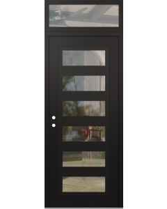 Diamond C9 36" x 96" black/black clear Glass Panel black RHI with Transom clear Glass