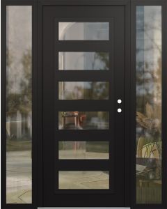 Diamond C9 60" x 80" black/black clear Glass Panel black LHI with 2 Sidelites clear Glass