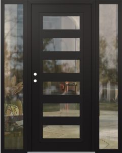 Diamond C9 60" x 80" black/black clear Glass Panel black RHI with 2 Sidelites clear Glass