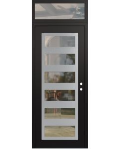 Diamond C9 36" x 96" black/black clear Glass Panel stainless steel LHI with Transom clear Glass