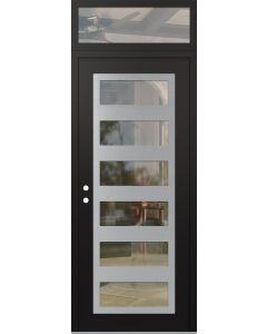 Diamond C9 36" x 96" black/black clear Glass Panel stainless steel RHI with Transom clear Glass