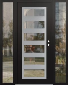 Diamond C9 64" x 80" black/black clear Glass Panel stainless steel LHI with 2 Sidelites clear Glass
