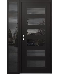 Diamond C9 48" x 80" black/black mirrored Glass Panel black RHI with Sidelite mirrored Glass