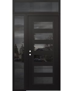 Diamond C9 48" x 96" black/black mirrored Glass Panel black RHI with Sidelite and Transom mirrored Glass