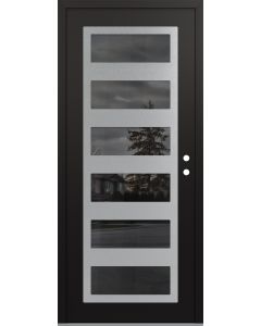 Diamond C9 36" x 80" black/black mirrored Glass Panel stainless steel LHI