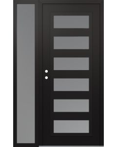 Diamond C9 52" x 80" black/white frosted Glass Panel black RHI with Sidelite frosted Glass