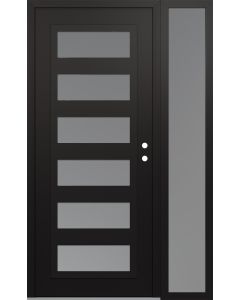 Diamond C9 48" x 80" black/white frosted Glass Panel black LHI with Sidelite frosted Glass