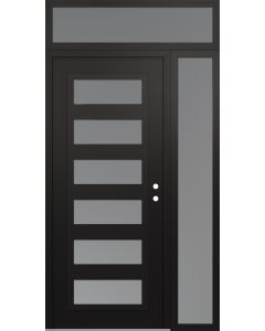 Diamond C9 48" x 96" black/white frosted Glass Panel black LHI with Sidelite and Transom frosted Glass