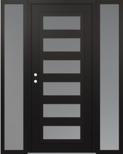 Diamond C9 60" x 80" black/white frosted Glass Panel black RHI with 2 Sidelites frosted Glass