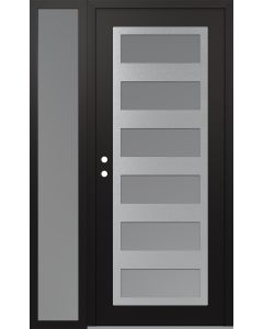 Diamond C9 50" x 80" black/white frosted Glass Panel stainless steel RHI with Sidelite frosted Glass
