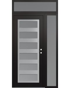 Diamond C9 48" x 96" black/white frosted Glass Panel stainless steel LHI with Sidelite and Transom frosted Glass