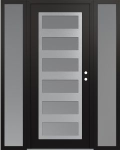 Diamond C9 64" x 80" black/white frosted Glass Panel stainless steel LHI with 2 Sidelites frosted Glass