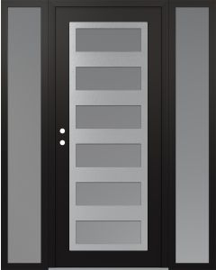 Diamond C9 64" x 80" black/white frosted Glass Panel stainless steel RHI with 2 Sidelites frosted Glass
