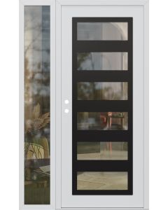 Diamond C9 50" x 80" white/white clear Glass Panel black RHI with Sidelite clear Glass