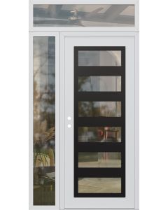 Diamond C9 50" x 96" white/white clear Glass Panel black RHI with Sidelite and Transom clear Glass