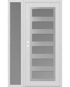 Diamond C9 52" x 80" white/white frosted Glass Panel stainless steel RHI with Sidelite frosted Glass