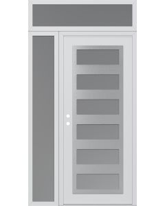 Diamond C9 52" x 96" white/white frosted Glass Panel stainless steel RHI with Sidelite and Transom frosted Glass