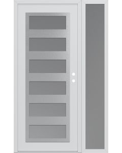 Diamond C9 52" x 80" white/white frosted Glass Panel stainless steel LHI with Sidelite frosted Glass
