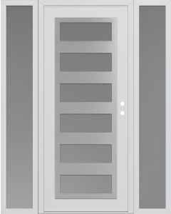 Diamond C9 64" x 80" white/white frosted Glass Panel stainless steel LHI with 2 Sidelites frosted Glass