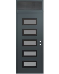 Diamond D1 36" x 96" anthracite/anthracite Frosted Glass Panel black LHI with Transom Mirrored Glass