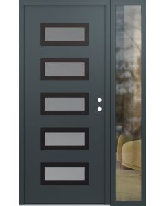 Diamond D1 50" x 80" anthracite/anthracite Frosted Glass Panel black LHI with Sidelite clear Glass