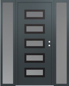 Diamond D1 64" x 80" anthracite/anthracite Frosted Glass Panel black LHI with 2 Sidelites Frosted Glass