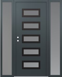 Diamond D1 60" x 80" anthracite/anthracite Frosted Glass Panel black RHI with 2 Sidelites Frosted Glass