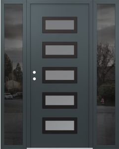 Diamond D1 64" x 80" anthracite/anthracite Frosted Glass Panel black RHI with 2 Sidelites Mirrored Glass