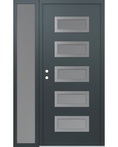 Diamond D1 48" x 80" anthracite/anthracite Frosted Glass Panel stainless steel RHI with Sidelite Frosted Glass