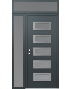 Diamond D1 52" x 96" anthracite/anthracite Frosted Glass Panel stainless steel RHI with Sidelite and Transom Frosted Glass