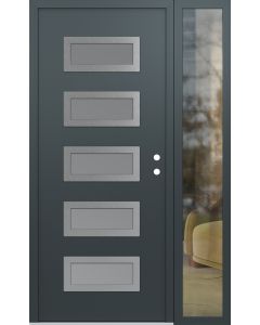 Diamond D1 48" x 80" anthracite/anthracite Frosted Glass Panel stainless steel LHI with Sidelite clear Glass