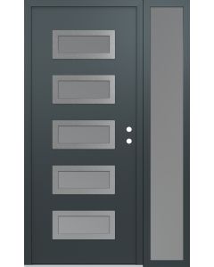 Diamond D1 48" x 80" anthracite/anthracite Frosted Glass Panel stainless steel LHI with Sidelite Frosted Glass