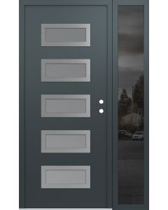 Diamond D1 48" x 80" anthracite/anthracite Frosted Glass Panel stainless steel LHI with Sidelite Mirrored Glass