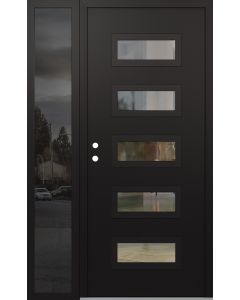 Diamond D1 52" x 80" black/black Clear Glass Panel black RHI with Sidelite Mirrored Glass