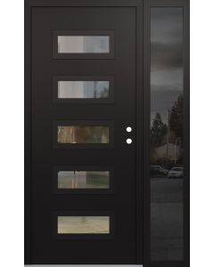 Diamond D1 50" x 80" black/black Clear Glass Panel black LHI with Sidelite Mirrored Glass