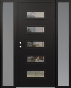 Diamond D1 64" x 80" black/black Clear Glass Panel black RHI with 2 Sidelites frosted Glass