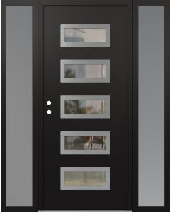 Diamond D1 68" x 80" black/black Clear Glass Panel Stainless steel RHI with 2 Sidelites frosted Glass