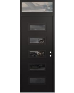 Diamond D1 36" x 96" black/black Mirrored Glass Panel black LHI with Transom clear Glass
