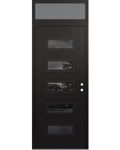 Diamond D1 36" x 96" black/black Mirrored Glass Panel black LHI with Transom frosted Glass