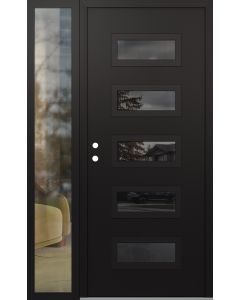 Diamond D1 52" x 80" black/black Mirrored Glass Panel black RHI with Sidelite clear Glass