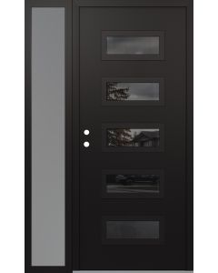 Diamond D1 48" x 80" black/black Mirrored Glass Panel black RHI with Sidelite frosted Glass