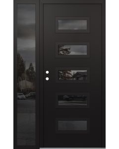Diamond D1 48" x 80" black/black Mirrored Glass Panel black RHI with Sidelite Mirrored Glass