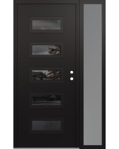 Diamond D1 52" x 80" black/black Mirrored Glass Panel black LHI with Sidelite frosted Glass