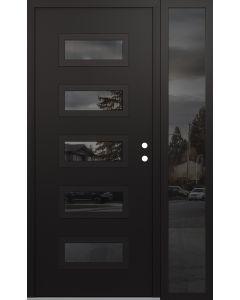 Diamond D1 50" x 80" black/black Mirrored Glass Panel black LHI with Sidelite Mirrored Glass