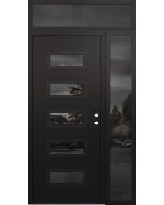 Diamond D1 52" x 96" black/black Mirrored Glass Panel black LHI with Sidelite and Transom Mirrored Glass