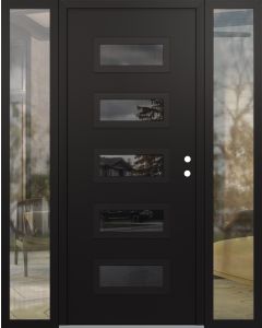 Diamond D1 64" x 80" black/black Mirrored Glass Panel black LHI with 2 Sidelites clear Glass